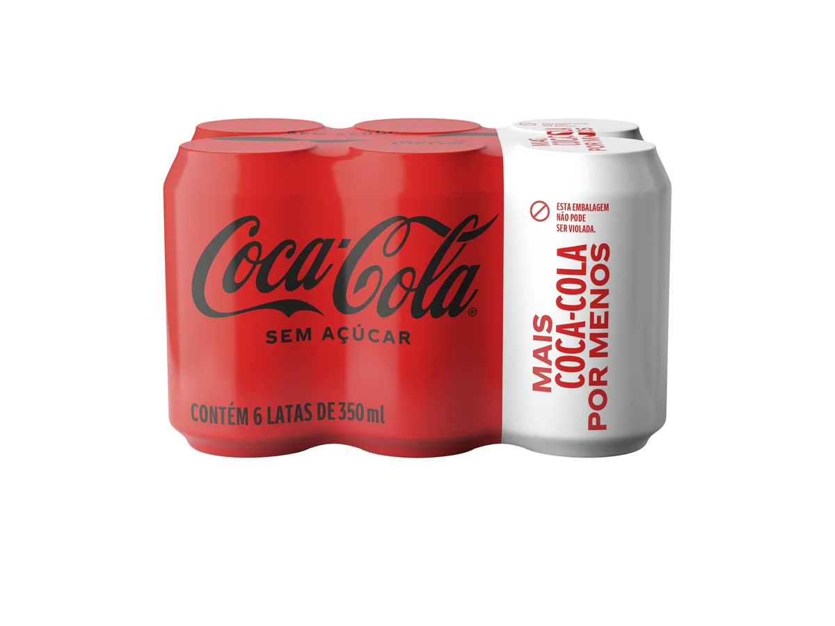 🛒Pack de Coca-Cola sem Açúcar 350Ml 6 unidades