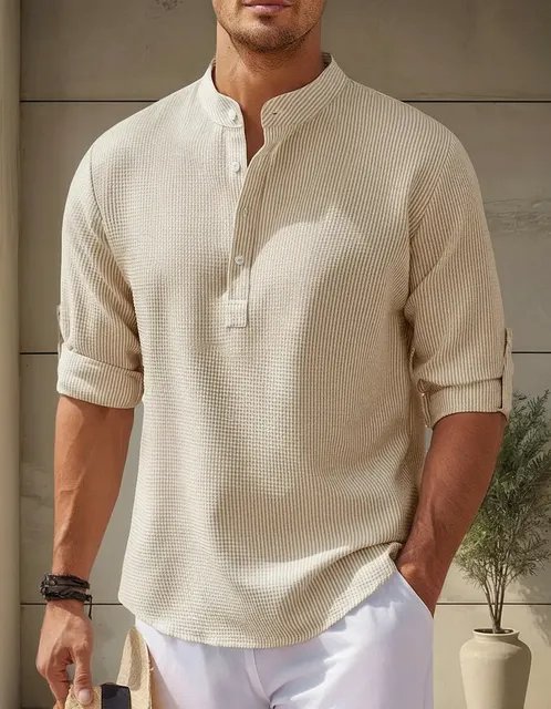 Camisa Casual Gola Padre De Manga Comprida (4 cores)