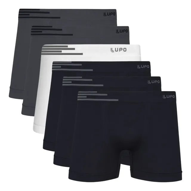 Kit com 6 Cuecas Boxer Lupo Microfibra sem Costura