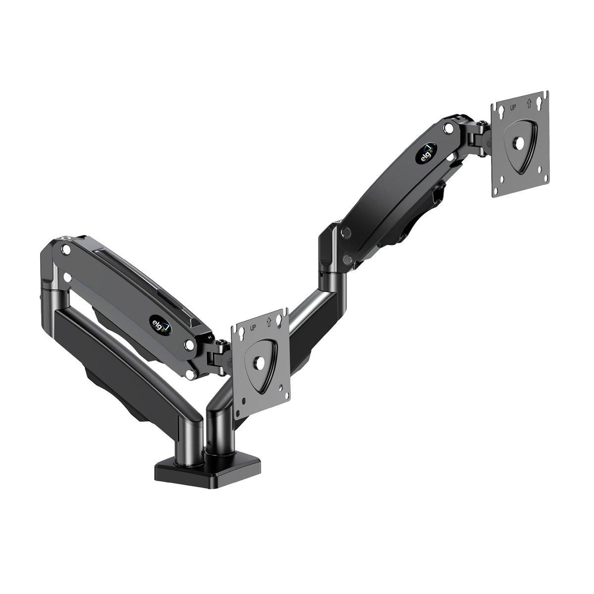 ELG, F160N, Suporte Articulado de Mesa com Pistão a Gás e Ajuste de Altura, 2 Monitores de 17” a 35”, Com Organizador de Cabos, Capacidade de 2kg a 9kg, Preto