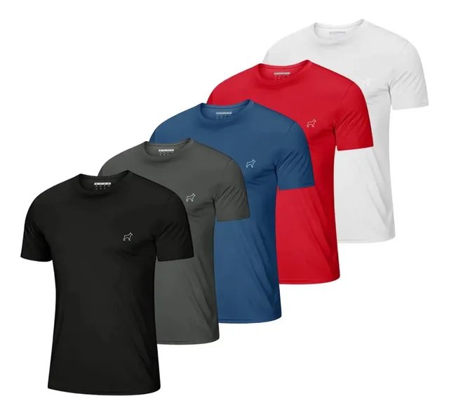 Kit com 5 Camisetas Parvori Dry Fit Slim