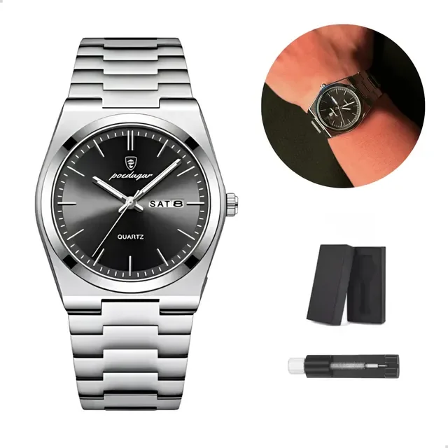 Relógio Luxo Poedagar Old Money Prateado Masculino (3 Cores)