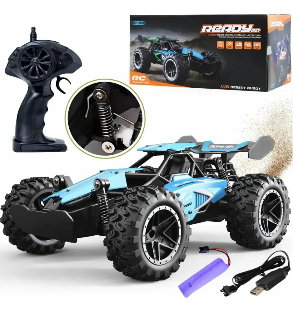 Carrinho Controle Remoto Recarregável Grande Off Road Cross Azul