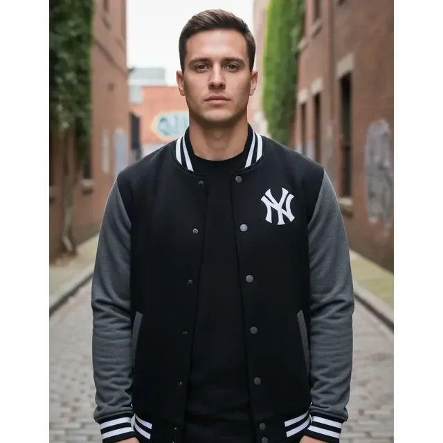 ⚫️ Jaqueta Blusa Baseball Ny Bordado College American