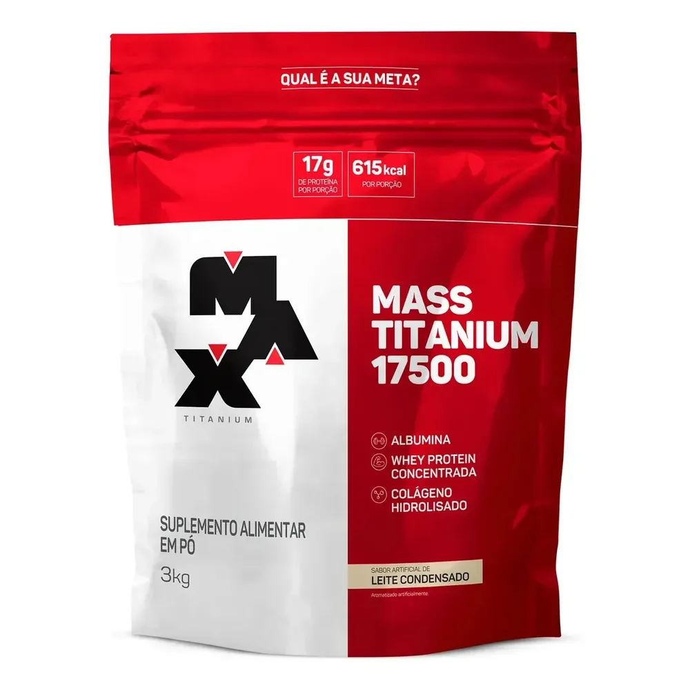 Suplemento En Pó Max Titanium Carboidratos De Mass Titanium Refil 17500 Sabor Leite Condensado X 3kg