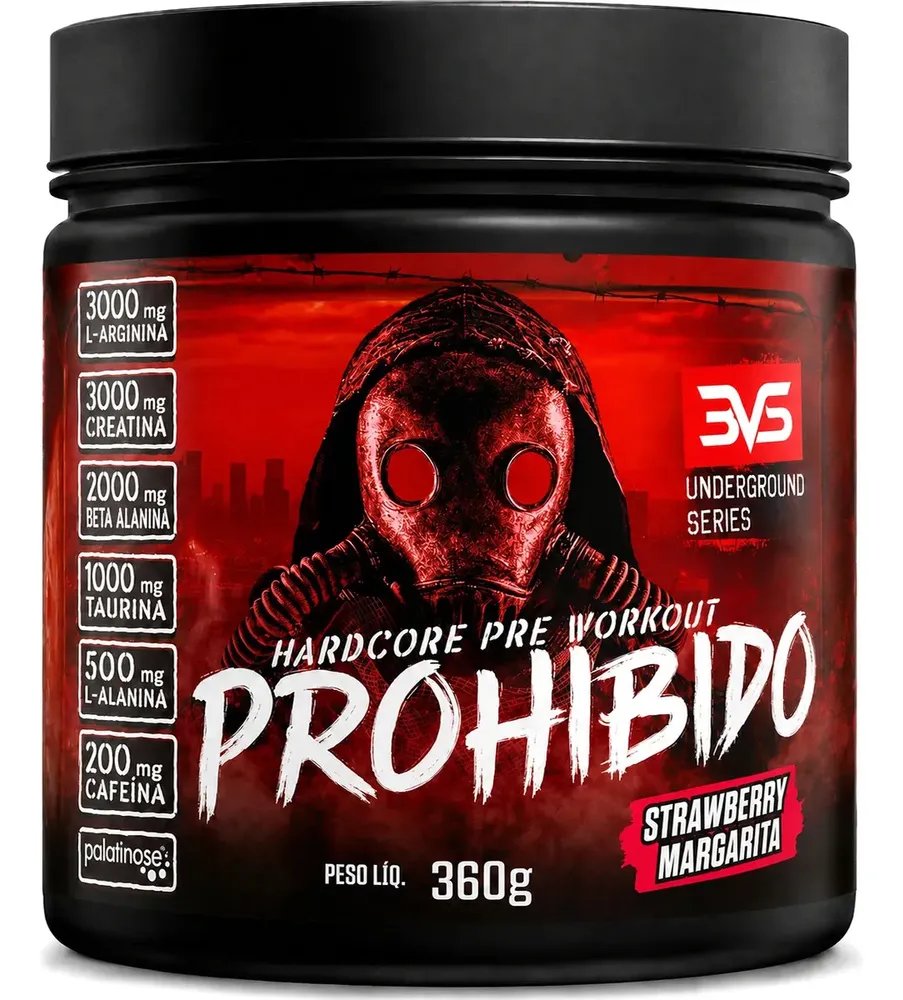Prohibido Pre Treino 360g Sabor Strawberry Margarita Morango A Combinacao Perfeita De 8…