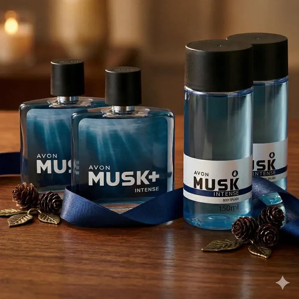 Kit Musk Intense 4 Itens • 2 Deo Colonia Intense 75ml • ⁠2 Body Splash Intense 150ml