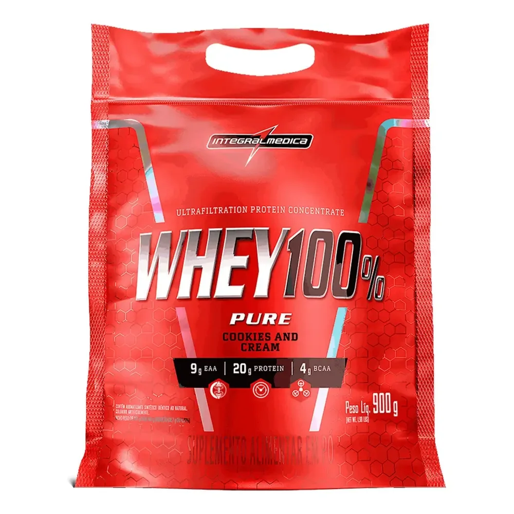 ✨Whey 100% Pure Pouch Cookies 900g Integralmedica - Suplemento Nutritivo Para Treinos De Alta Performance Cookies & Cream✨️