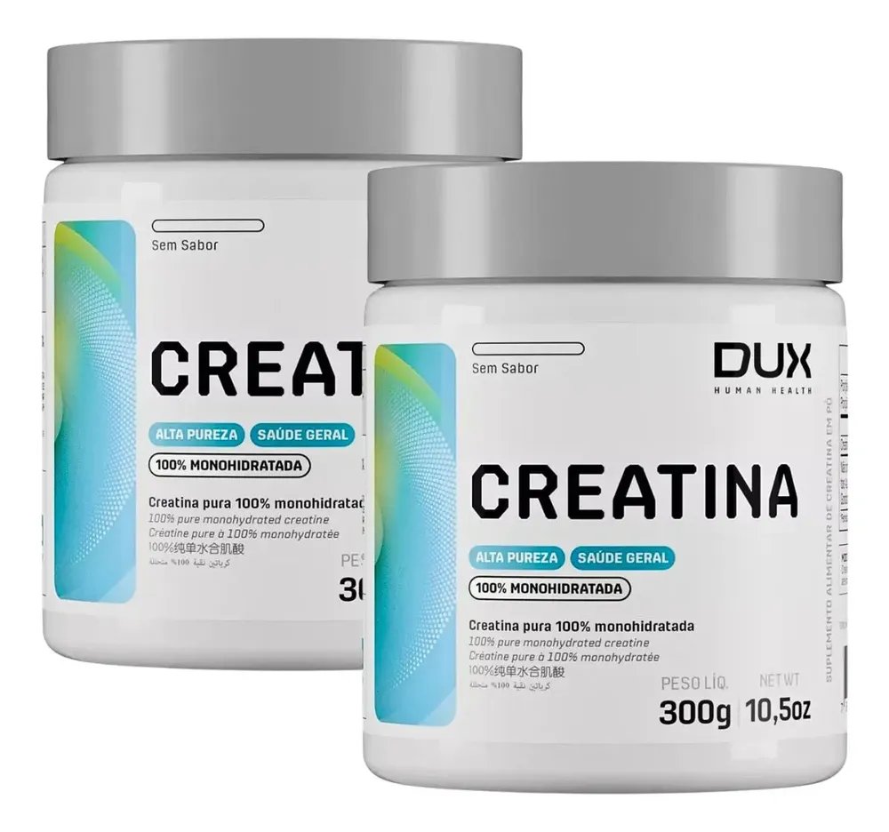 Creatina Dux 300g Kit 2 Unidades Monohidratada Sem Sabor