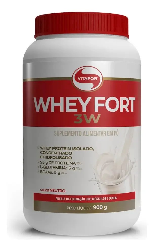 🔥Whey Fort 3w Neutro 900g Vitafor Sem Sabor