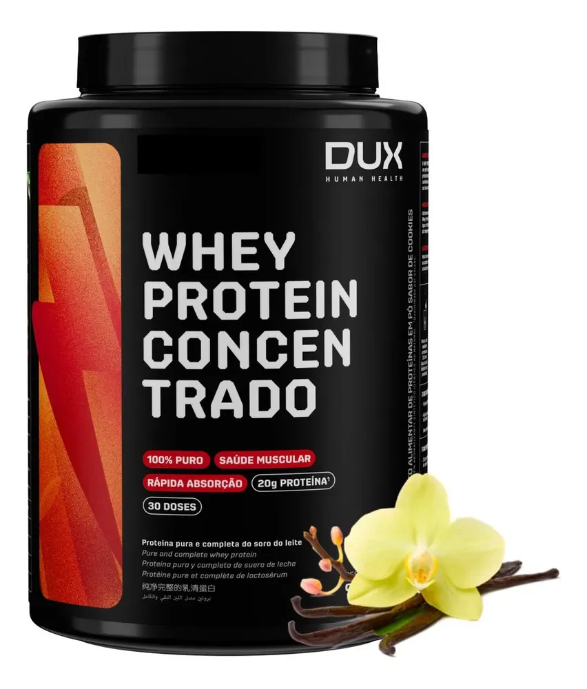 ✨Dux Whey Concentrado 100% Puro Para Ganho De Massa - 900g Sabor Baunilha✨️