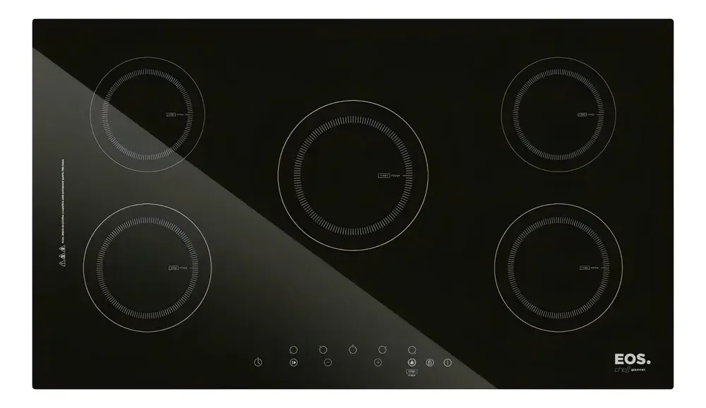 Cooktop de Indução Cinco Bocas EOS 90cm Preto 9500W (ECI05EP) ​