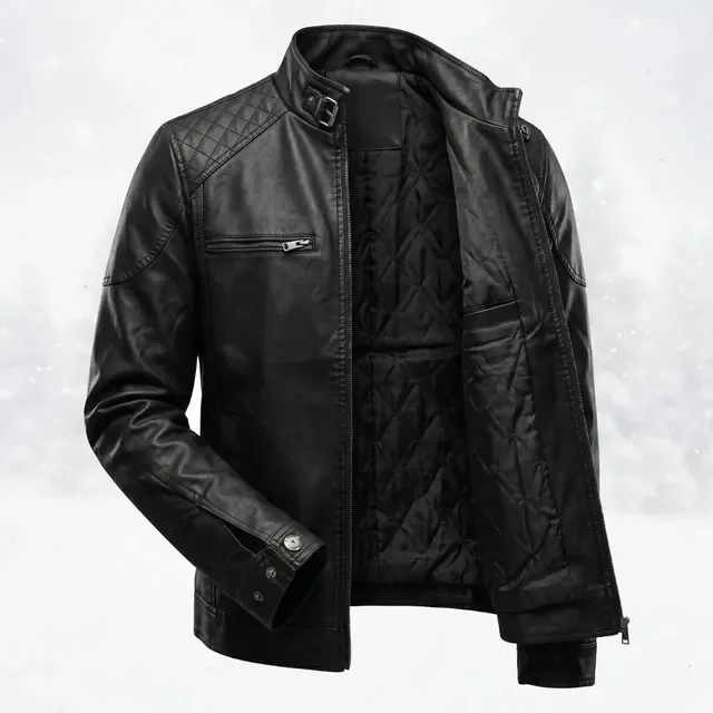 Jaqueta De Couro Masculina Blusa Frio Slim Forrada Inverno