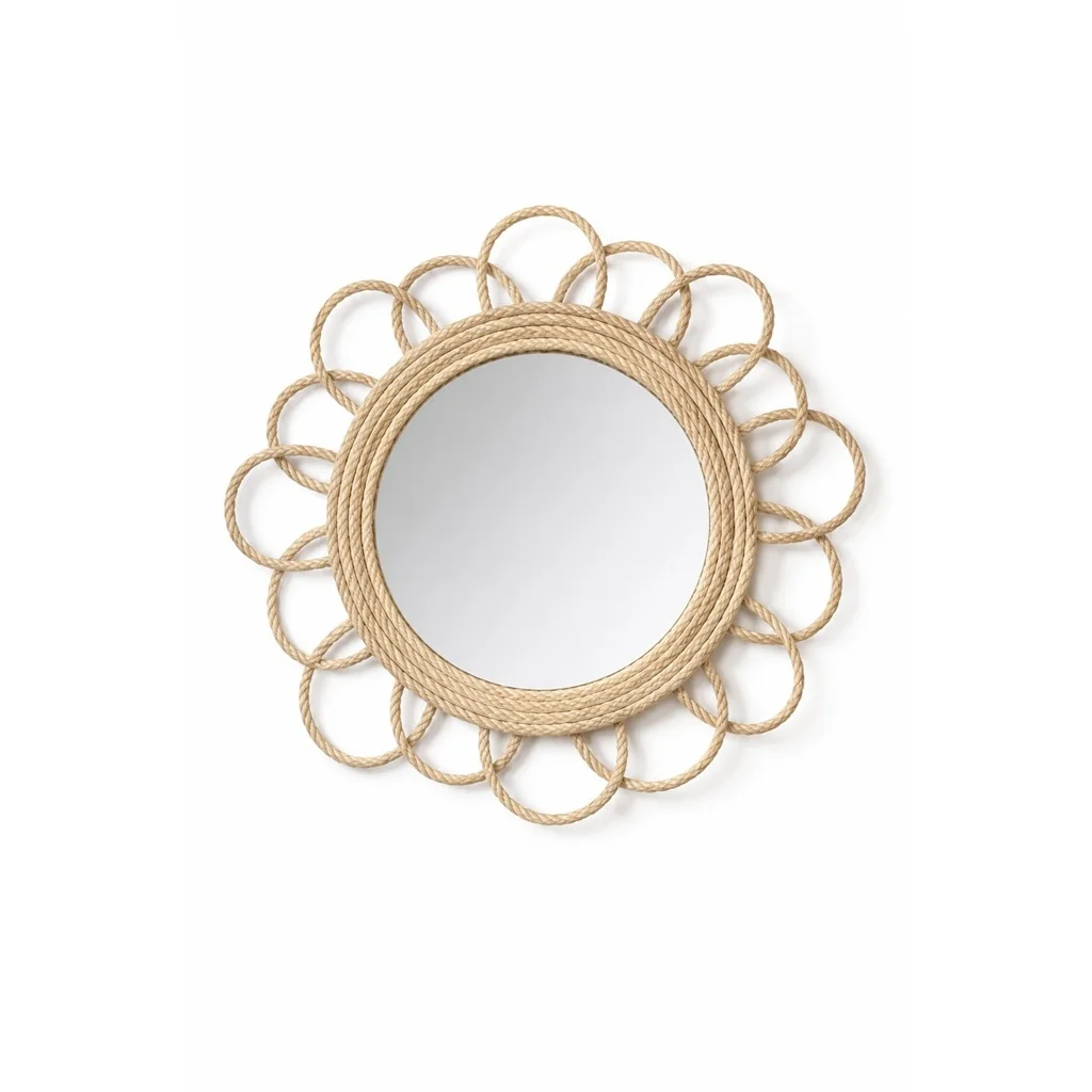 ✨Espelho boho Flor de Sol,  Rústico em Corda Natural