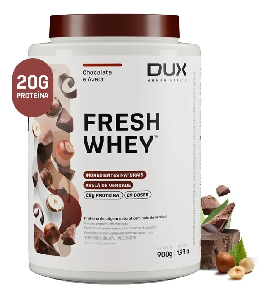 🔥Fresh Whey DUX 900g - Chocolate Belga e Avelã