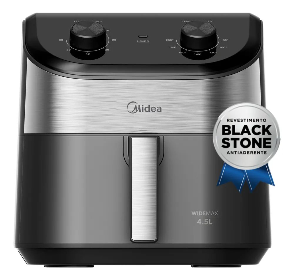 4,5L NO PREÇÃOOO 🤯 Fritadeira Air Fryer 4,5l Widemax Com Interior De Alumínio 1500w Midea