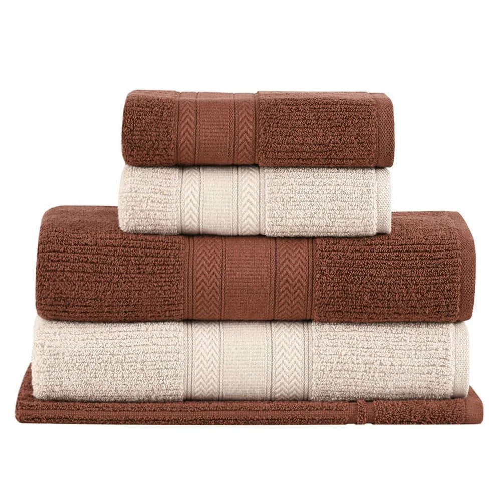 Buddemeyer Jogo de Toalhas Melissa Extra Soft Gigante Bege/Marrom 5 pçs