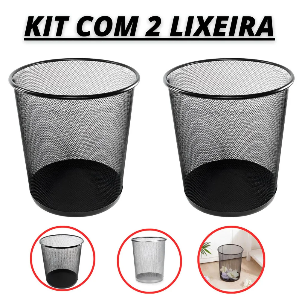 Lixeira Metal De 10 Litros Aramado Cesto Lixo Reforçado Para Escritorio Casa Quarto Top