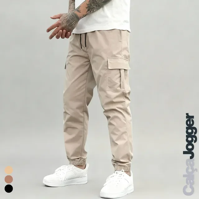 Calça Jogger Cargo Streetwear Sarja