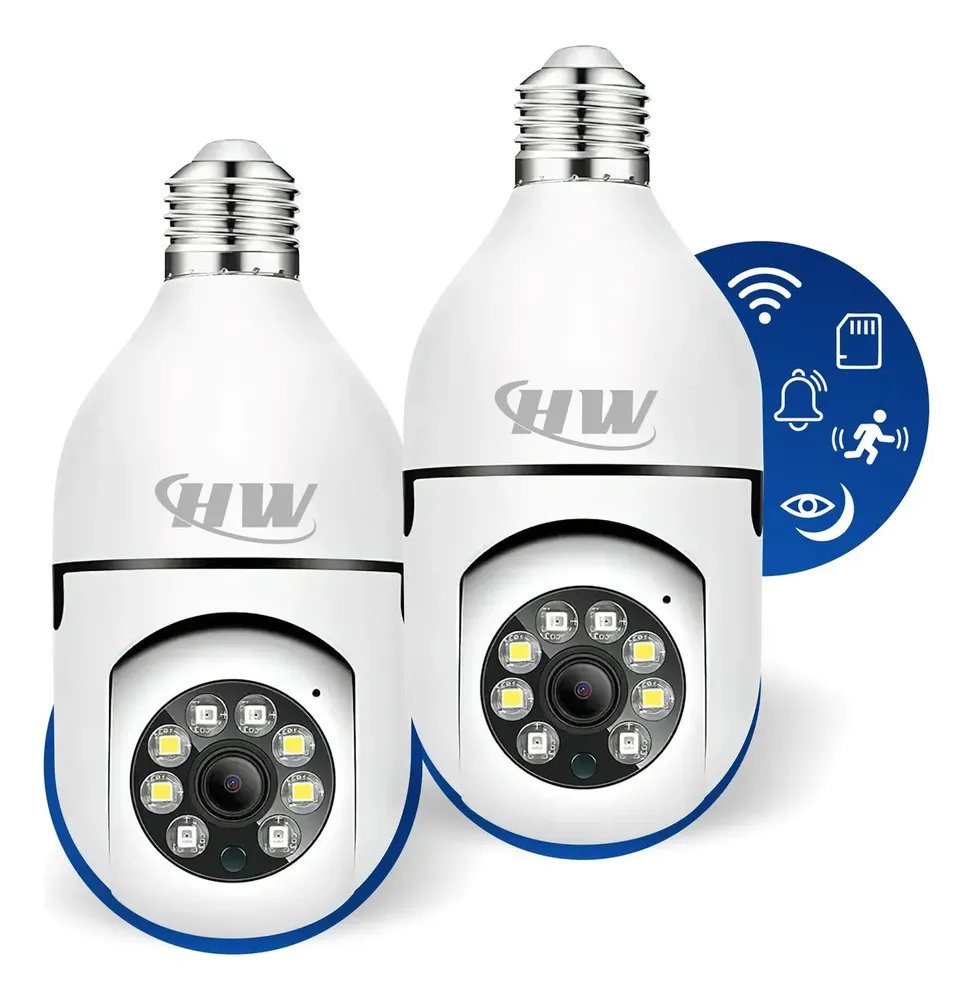 Kit 2 Câmeras Lâmpada Ip Wi-fi 360°