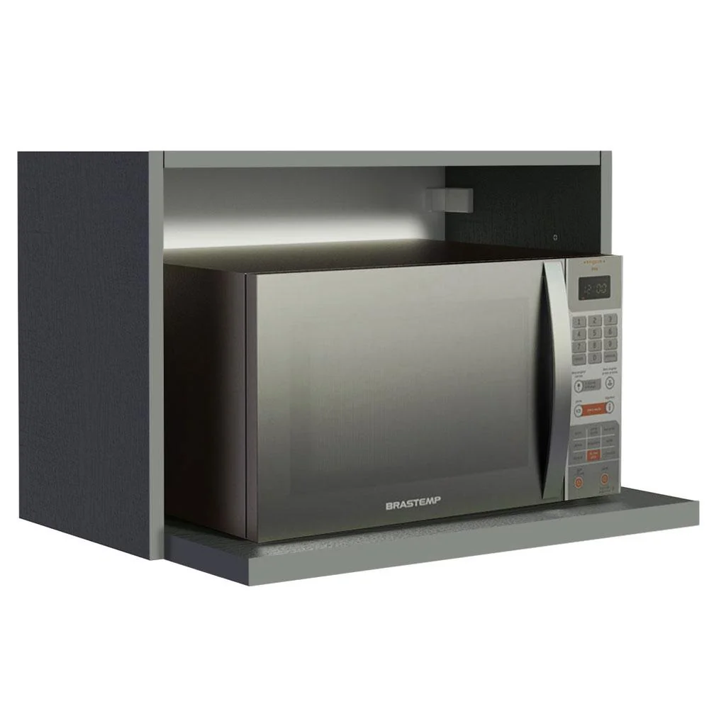 Armário de Cozinha Aéreo 60 cm com Nicho para Forno Cinza Nice Madesa