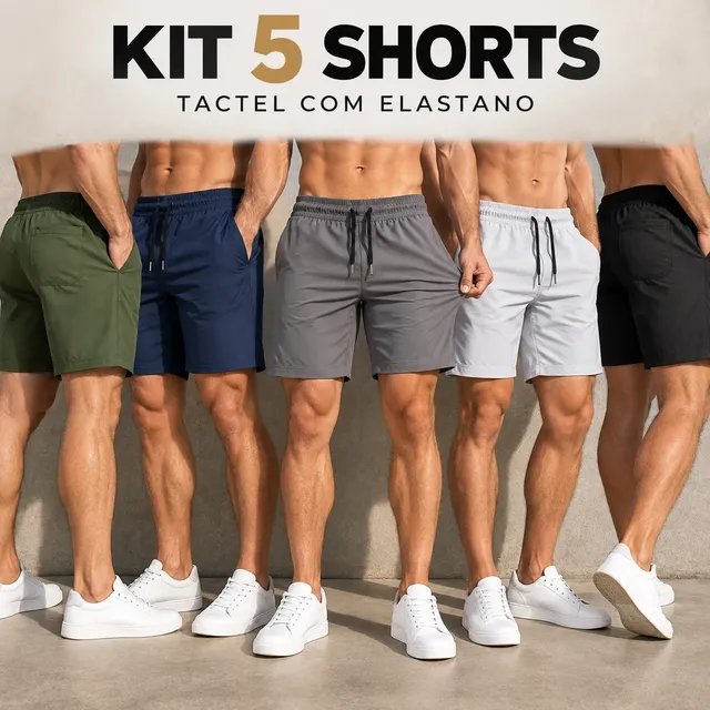 Kit 5 Shorts Praia Tactel