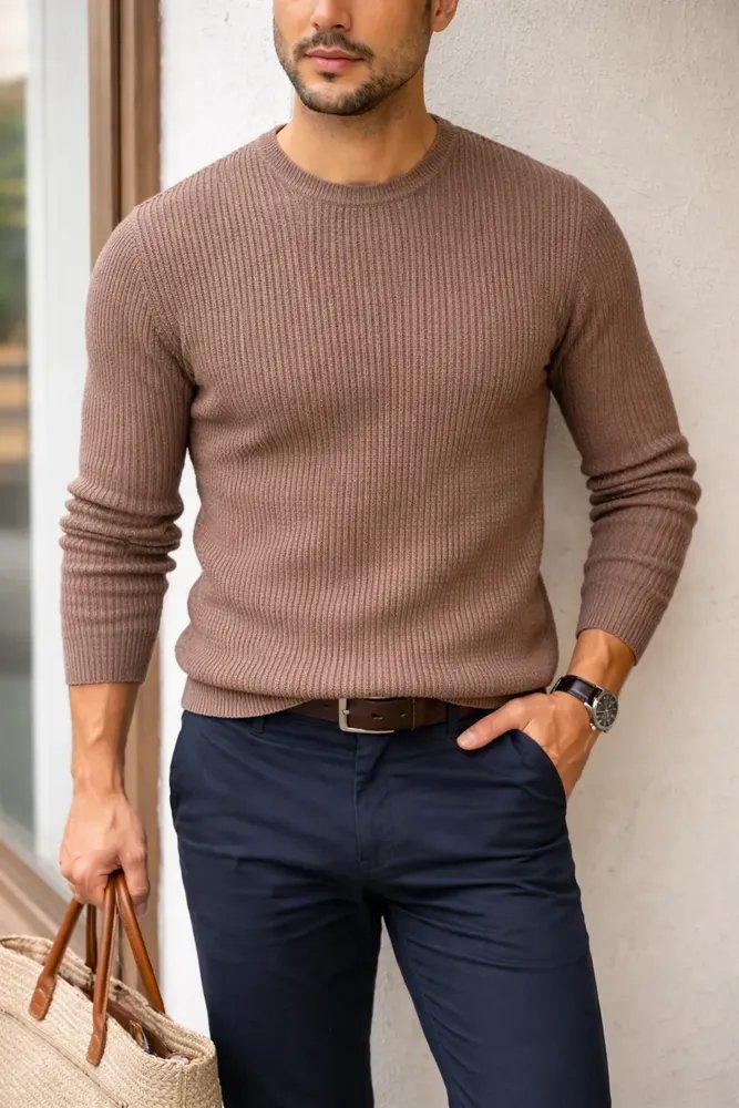 Camiseta Manga Longa Masculina Slim Texturizada (M ao GG)