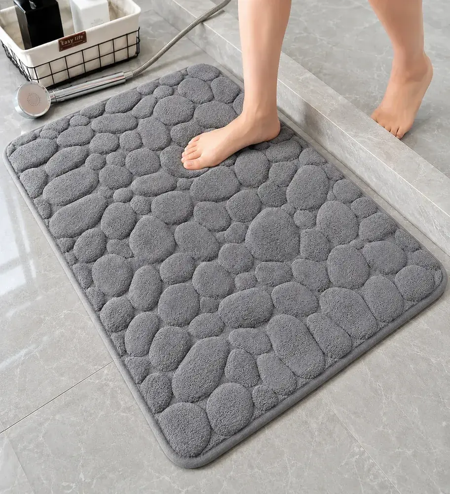 Tapete Banheiro Antiderrapante Macio Absorvente 60x40 Cinza