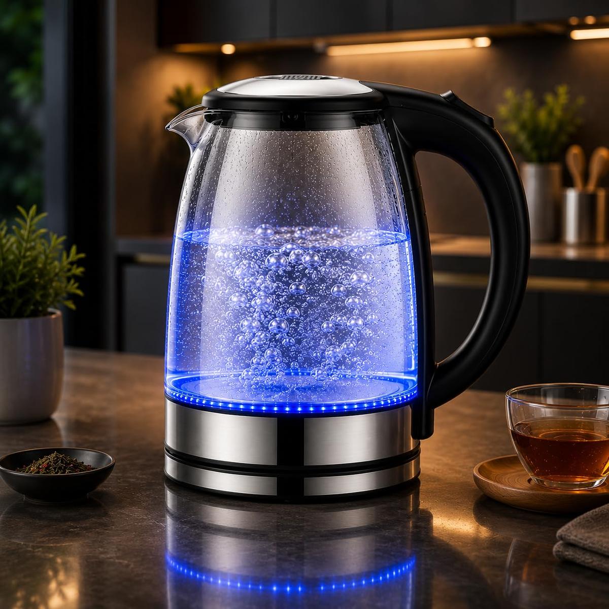 Chaleira Elétrica de Vidro 1,8L 220V com LED Azul 220V
