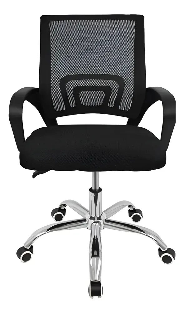 ✨Cadeira de Escritório Rivatti Santiago Base Cromada Ergonômica Preta com Estofado de Mesh✨️