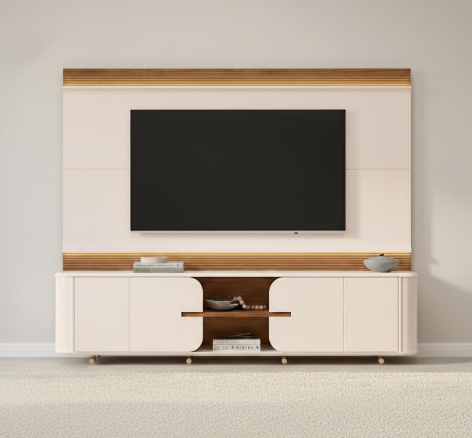 Estante para TV e Home Theater Ripado para TV até 75 Polegadas com LED 100% MDF 240cmx200cm Led…