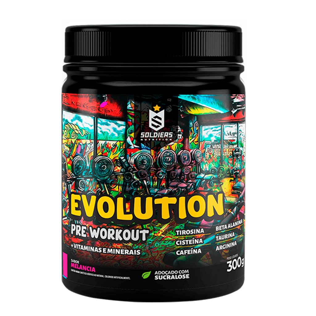 ✨Pré Treino Evolution 300g Soldiers Nutrition Pre Workout Termogênico Energia Foco Resistência Academia✨️