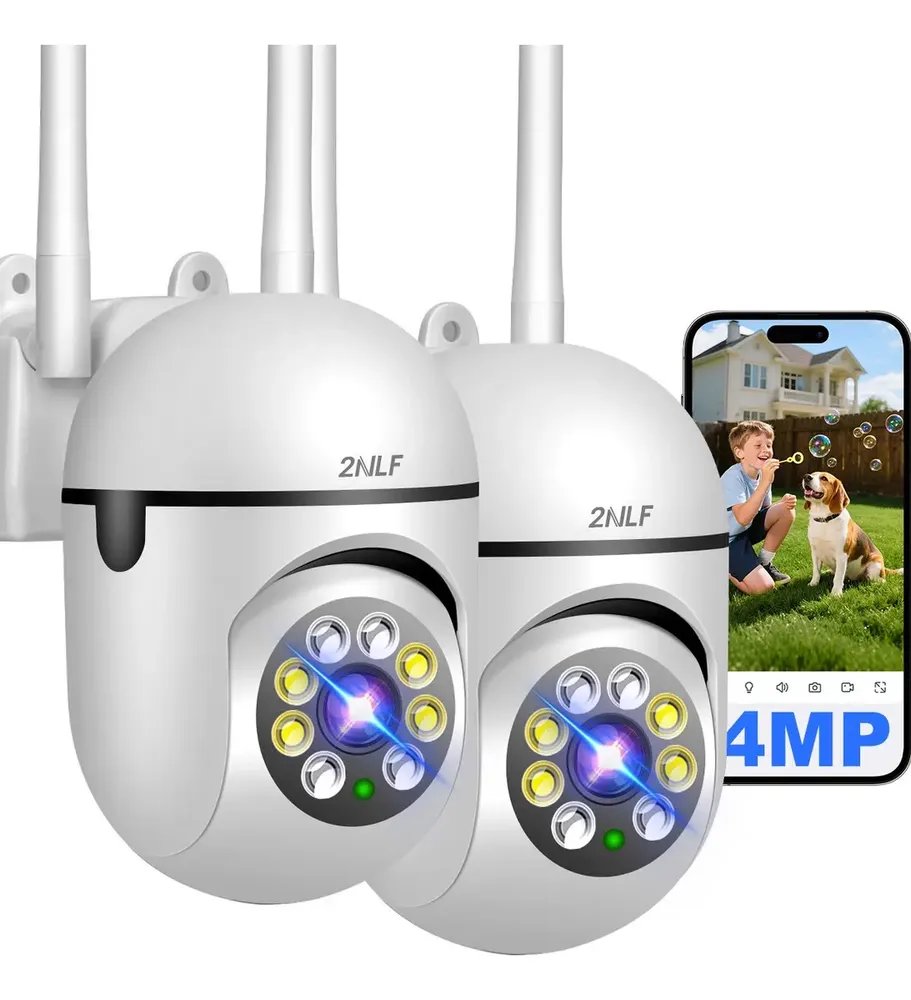 Kit com 2 Câmera de Segurança WiFi 4MP Ultra HD 360° Visão Noturna em Cores