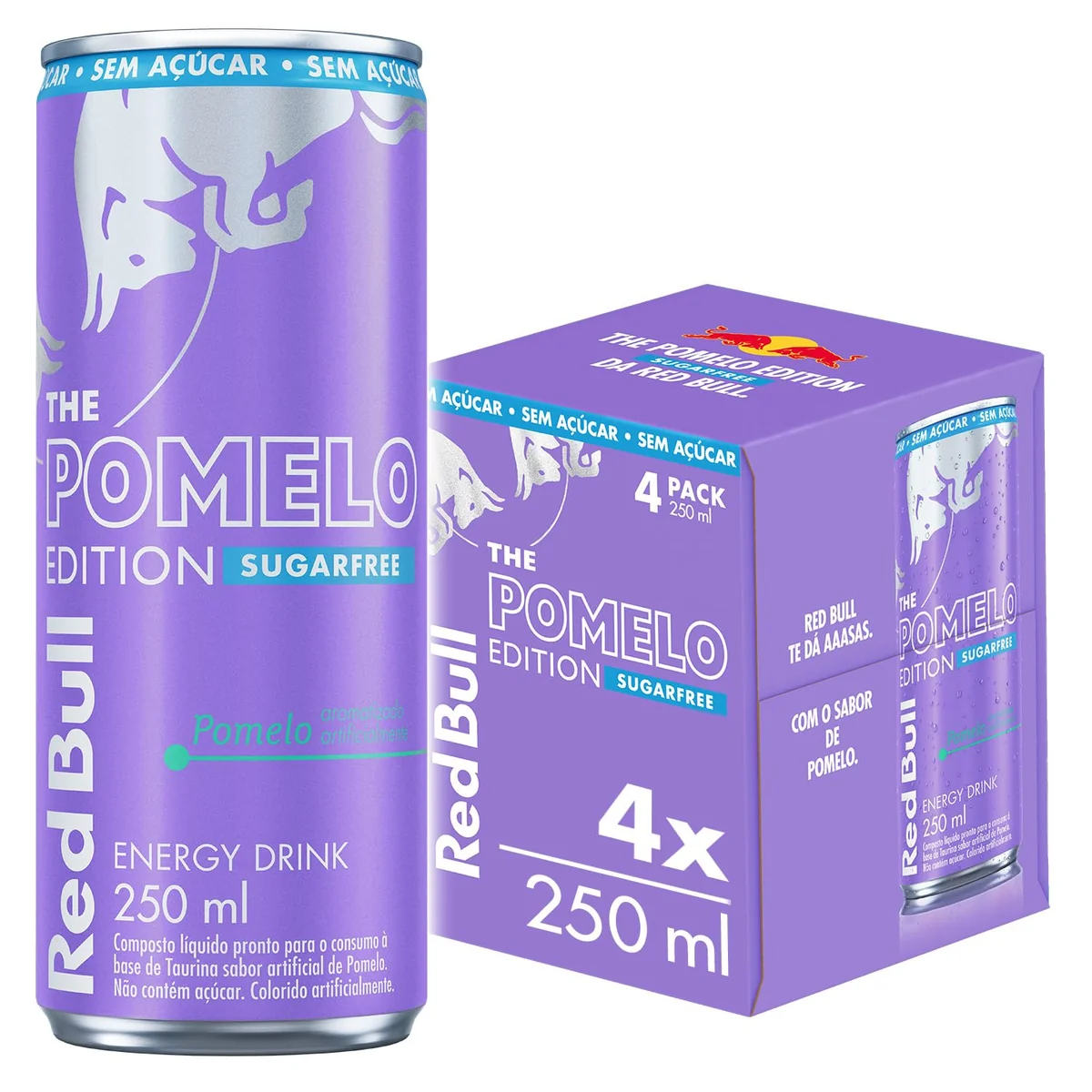 🛒 Red Bull Energético, Pomelo, Sem Açúcar, 250ml, 4 latas