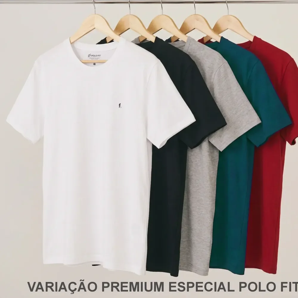 Kit 5 Camisetas Básica Masculina Algodão Original Sortido Com Vermelho E Azul G