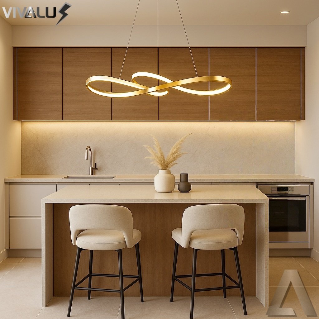 Lustre Pendente de Led 40w Dourado 70cm 3 Cores De Luz Pendente Moderno Clave Para Sala Mesa Luxo