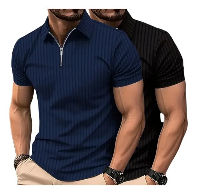 Kit com 2 Camiseta Polo Manga Curta Com Ziper