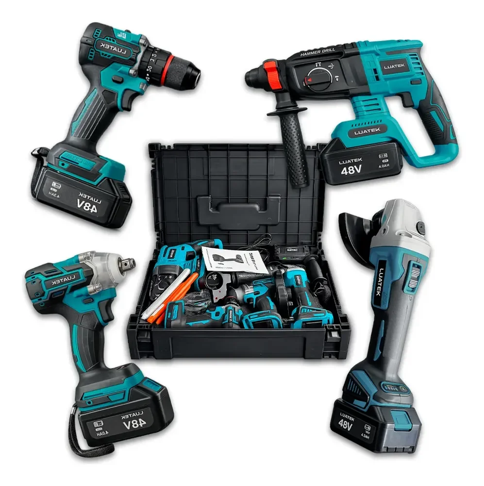 Kit Furadeira Martelete Impacto Esmerilhadeira 48v Elétrica