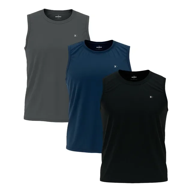 ⚫️ Kit 3 Camisas Regatas Dry-fit Masculina Sandrini Academia