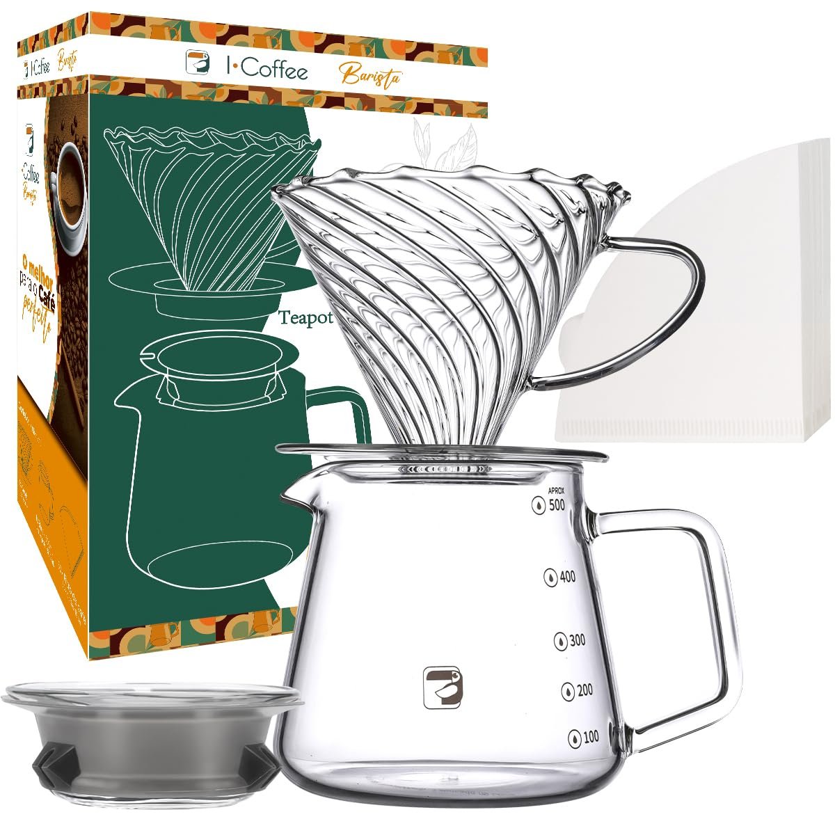 Kit Cafeteira V02 Conjunto Passador de Café Coador Jarro Vidro