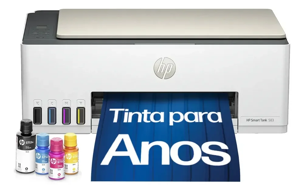 ✨Impressora Multifuncional HP Smart Tank 583 Tanque de Tinta Colorida Wi-Fi com autorreparo, USB - Impressora, Copiadora e Scanner Cor: ‎Branco (4A8D8A...✨️