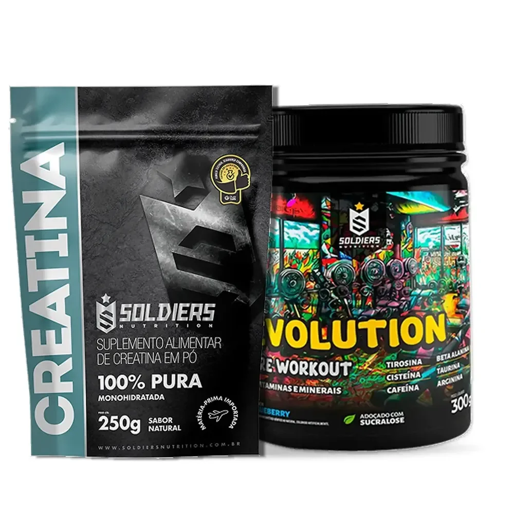 ✨Creatina 250g + Pré-treino Limonada Suiça Evolution 300g - Soldiers Nutrition ✨️