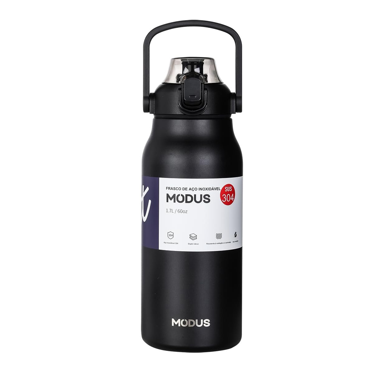 MODUS Garrafa Térmica De Grande Capacidade Inox Com Canudo 1700ML