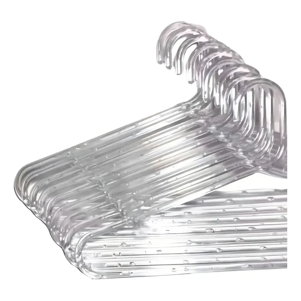 Kit 20 Cabide Transparente Acrílico Roupa Adulto 8mm Atacado