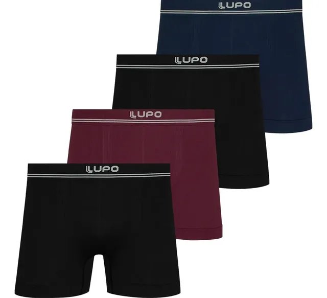 Kit 4 Cuecas Boxer Lupo Poliamida Sem Costura Box Original