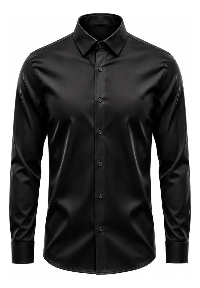 Camisa Social Masculina Slim Fit Premium Passa Facil Preto Liso (P ao XG)