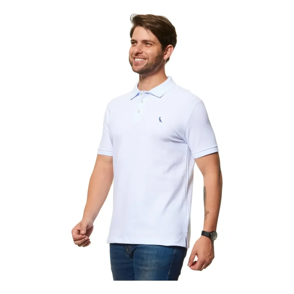 🛒 Camisa Polo Piquet Básica Masculino Adulto Algodão Reserva Branco