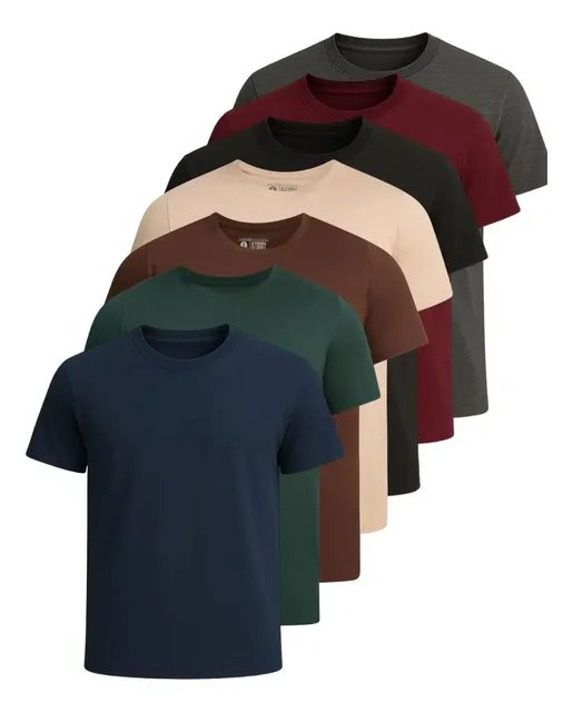 Kit 7 Camisetas Basica Lisa Algodão Premium Masculina (P ao GG)