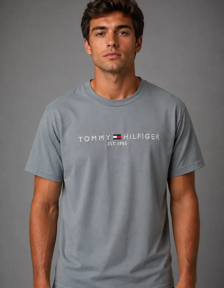 Camiseta Tommy Hilfiger 1985 Azul Raf Algodao Manga Curta
