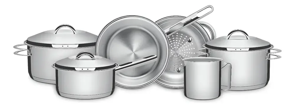 Kit Jogo De Panelas Solar 6 Peças com Fundo Triplo e Tampas de Inox Tramontina